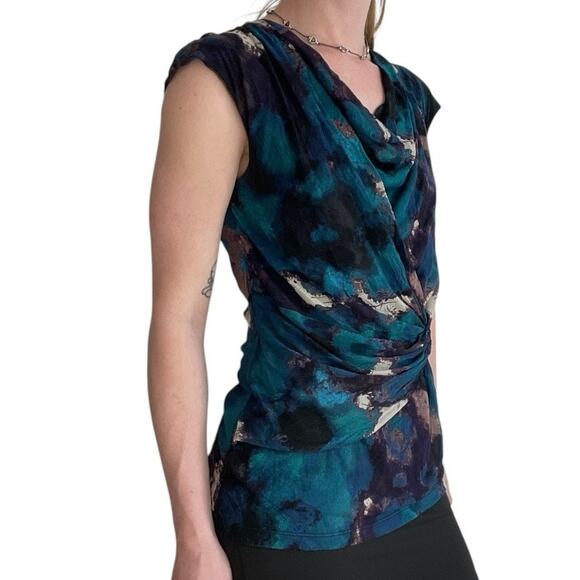 Classiques Entier Blue & Purple Cowl Neck Short Sleeve Blouse - Picture 3 of 8